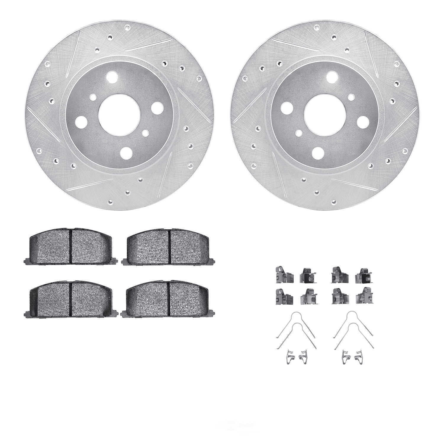 Dynamic Friction Company 7512-76195 DFC Rotors-Drilled and Slotted-Silver with 5000 Advanced Brake