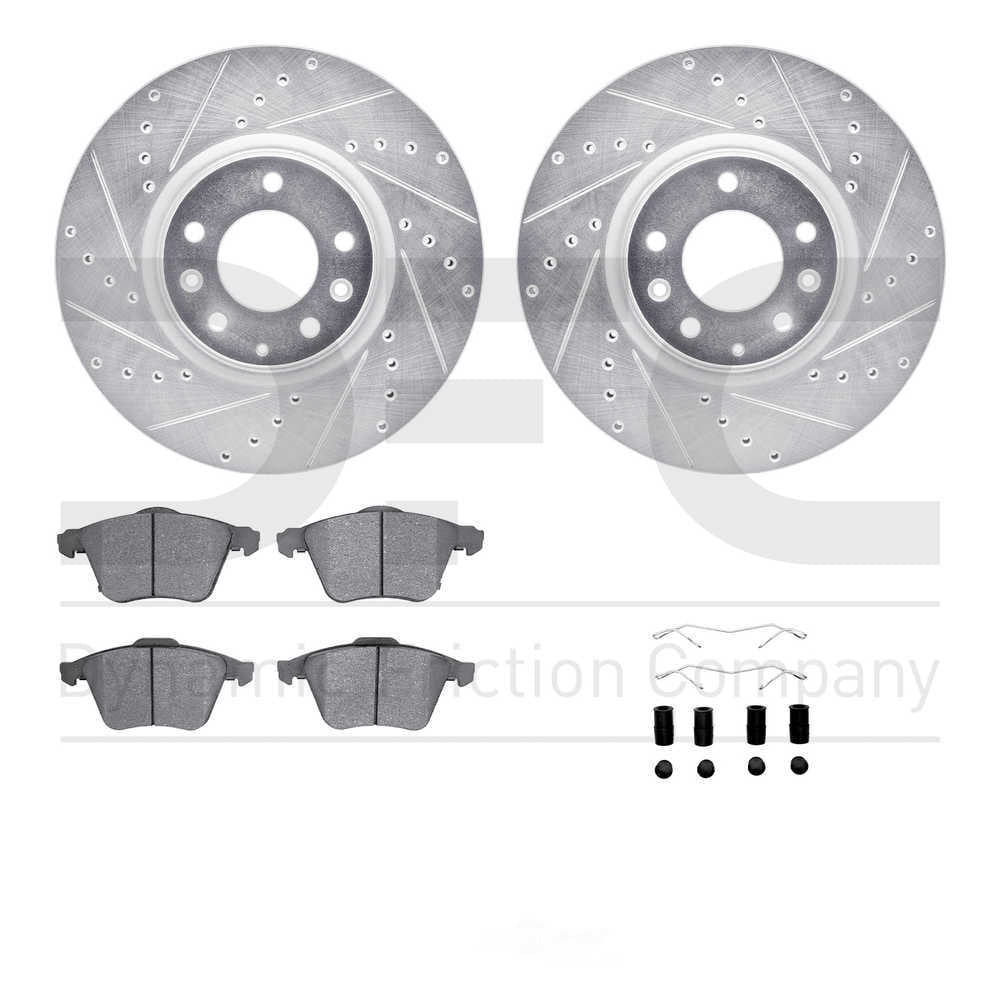 Dynamic Friction Company 7512-80217 DFC Rotors-Drilled and Slotted-Silver with 5000 Advanced Brake