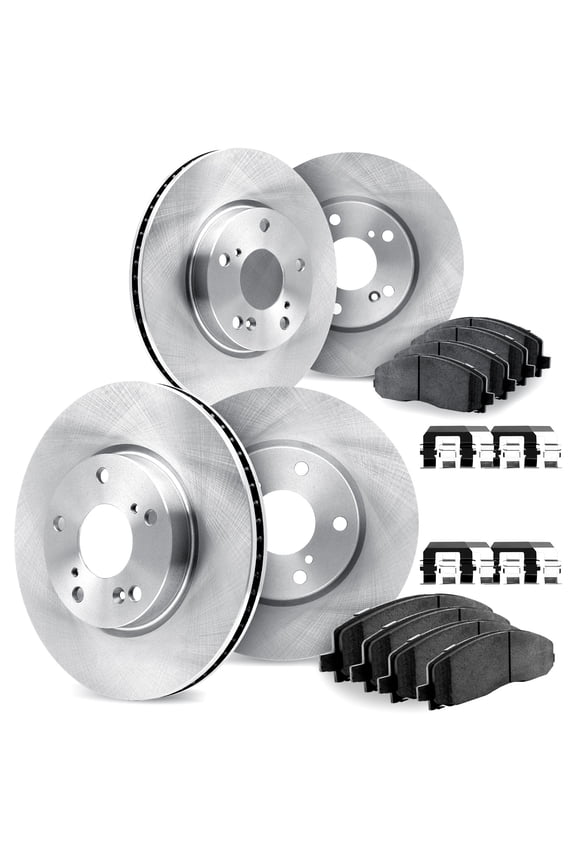 Company Front and Rear Brake GEOMET Rotors with 5000 Euro Ceramic Brake Pads includes Hardware - 9614-73002