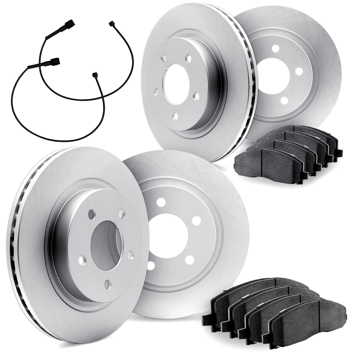 Dynamic Friction Company Front and Rear Brake Geospec Rotors with Heavy Duty Brake Pads includes Sensor - 4234-40002