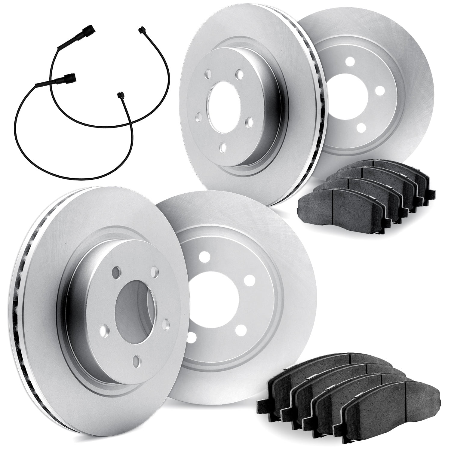 Dynamic Friction Company Front and Rear Brake Geospec Rotors with Heavy Duty Brake Pads includes Sensor - 4234-40004