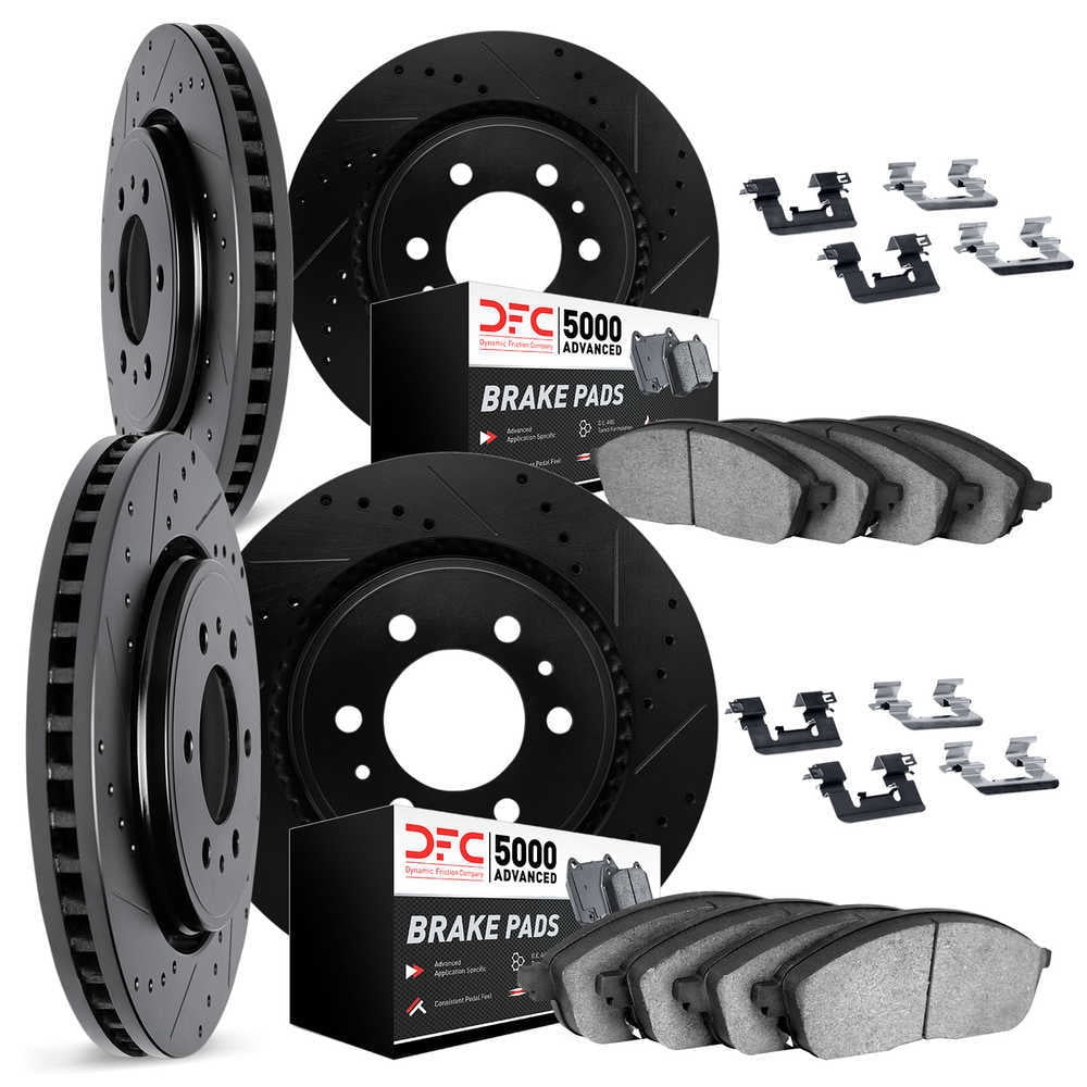 Dynamic Friction Company 8514-47030 DFC Rotors-Drilled and Slotted-Black with 5000 Advanced Brake