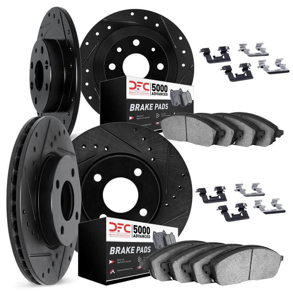 Dynamic Friction Company 8514-67106 DFC Rotors-Drilled and Slotted-Black with 5000 Advanced Brake