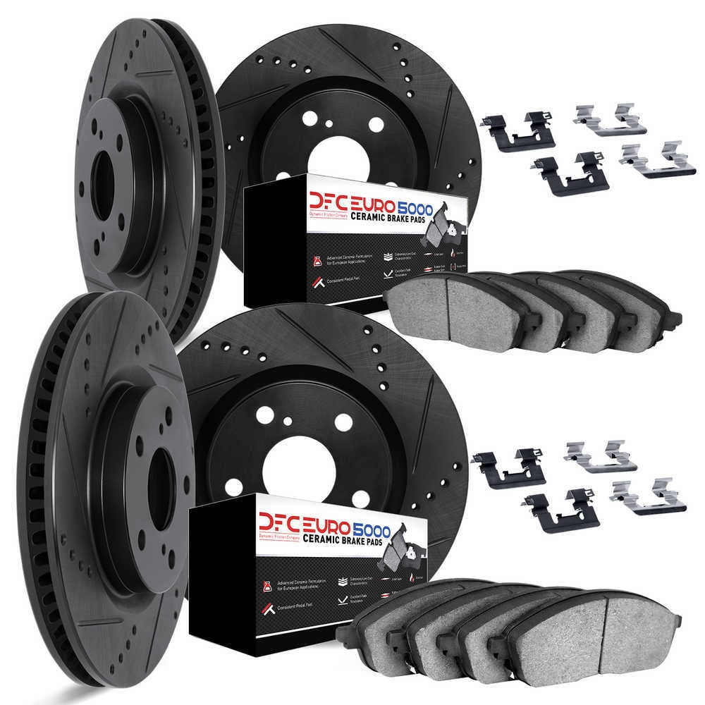 Dynamic Friction Company 8614-16000 DFC Rotors-Drilled and Slotted-Black with EURO 5000 Ceramic