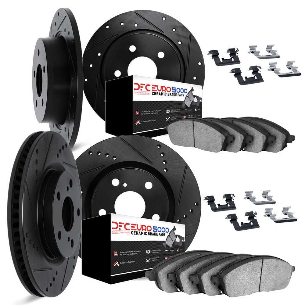 Dynamic Friction Company 8614-40000 DFC Rotors-Drilled and Slotted-Black with EURO 5000 Ceramic