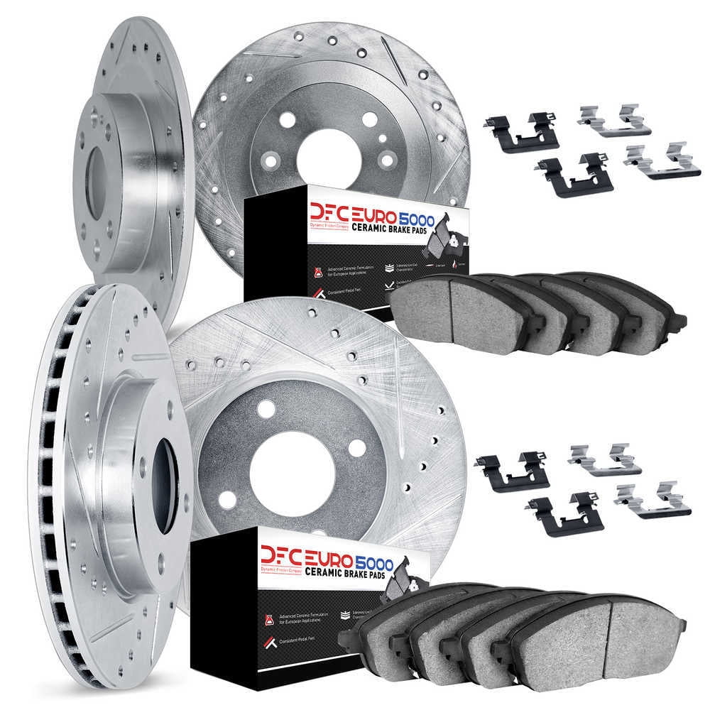 Dynamic Friction Company 7614-20001 DFC Rotors-Drilled and Slotted-Silver with EURO 5000 Ceramic