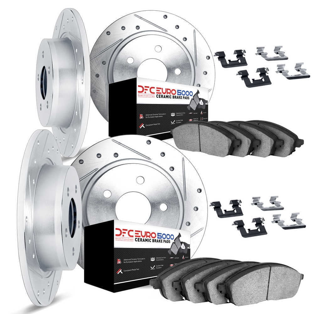 Dynamic Friction Company 7614-63010 DFC Rotors-Drilled and Slotted-Silver with Euro Ceramic Brake