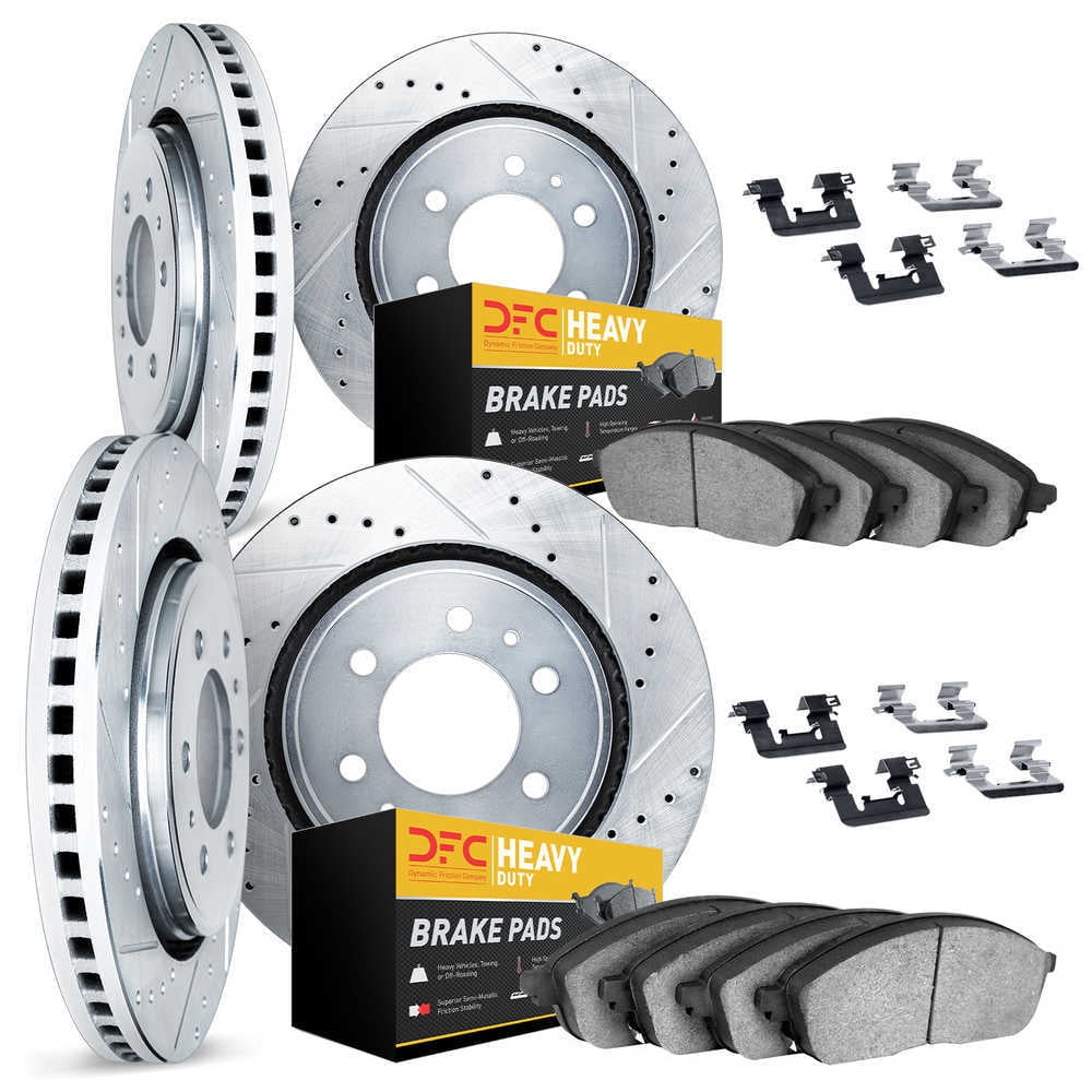 Dynamic Friction Company 7214-48018 DFC Rotors-Drilled and Slotted-Silver with Heavy Duty Brake
