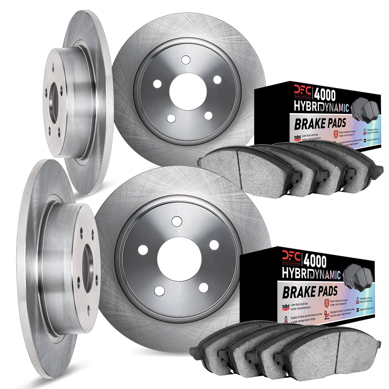 Dynamic Friction Company Front and Rear Brake Rotors Kit | 4000 HybriDynamic Brake Pads 6804-63002