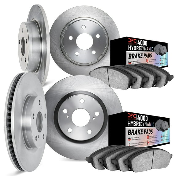 Dynamic Friction Company Front and Rear Brake Rotors Kit | 4000 HybriDynamic Brake Pads 6804-63164