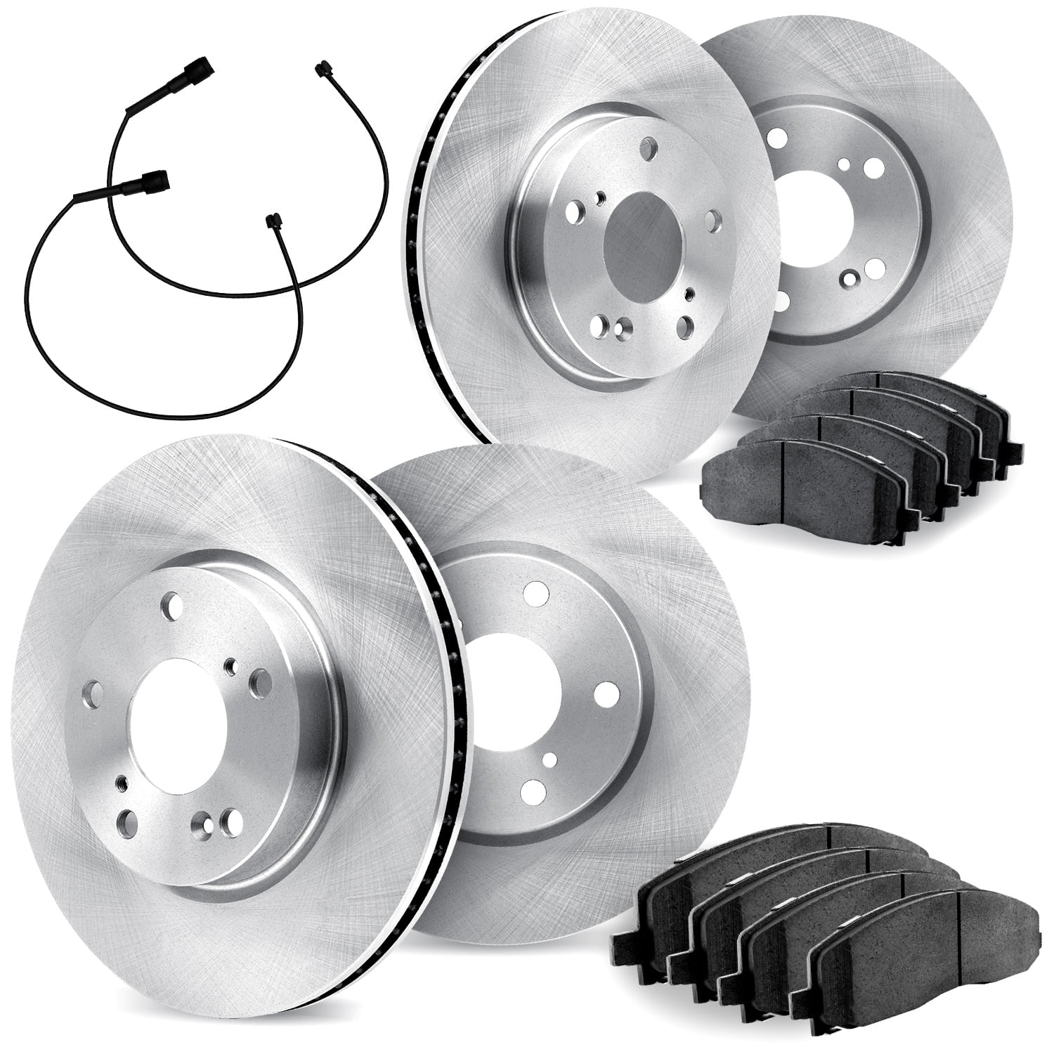 Dynamic Friction Company Front and Rear Brake Rotors with Heavy Duty Brake Pads includes Sensor - 6234-40005