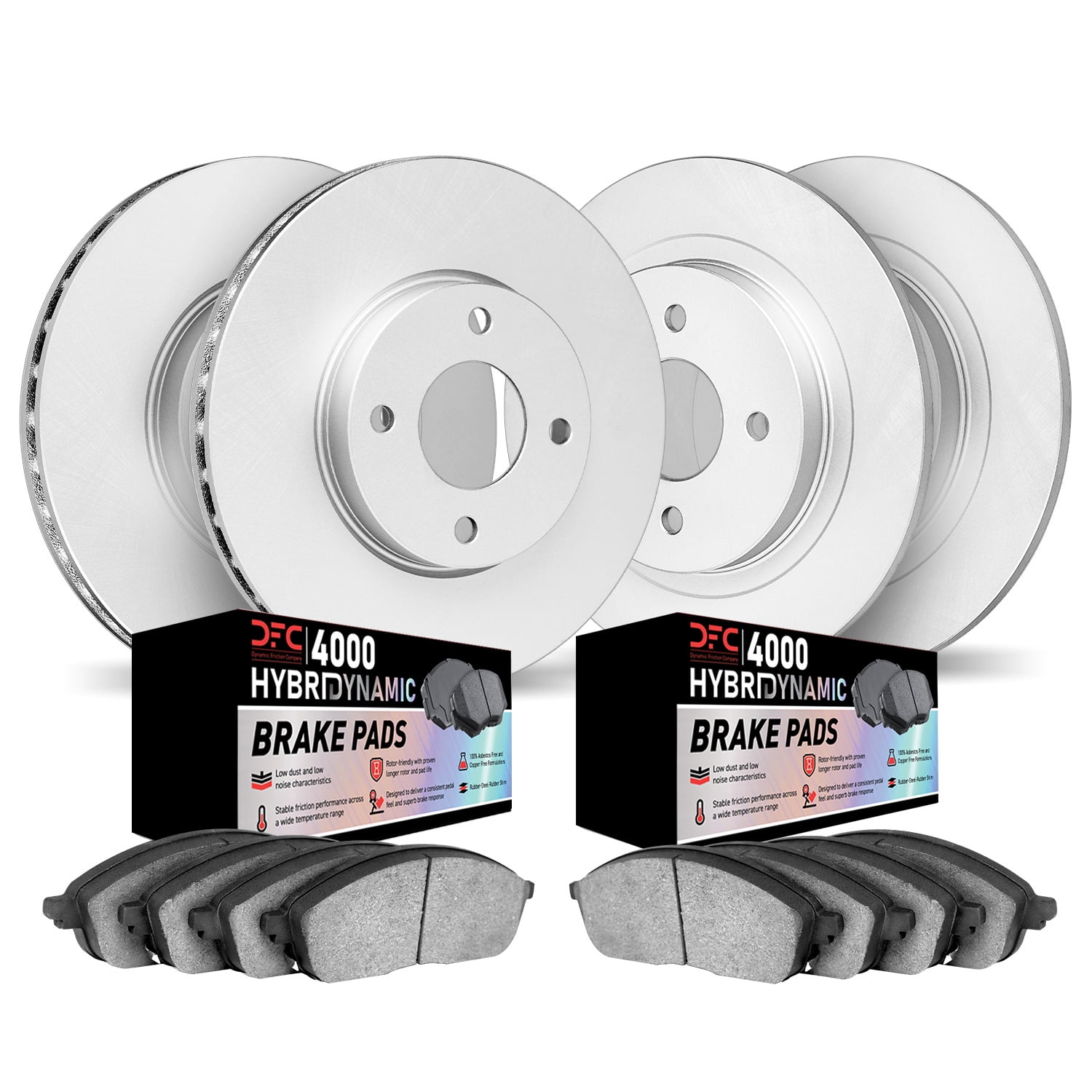 Dynamic Friction Company Front and Rear Geospec Brake Rotors Kit | 4000 HybriDynamic Brake Pads 4804-31003