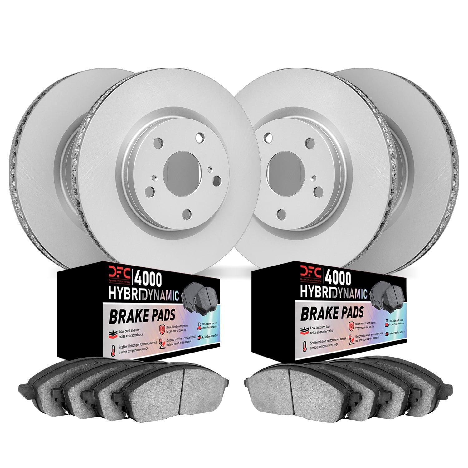 Dynamic Friction Company Front and Rear Geospec Brake Rotors Kit | 4000 HybriDynamic Brake Pads 4804-63031
