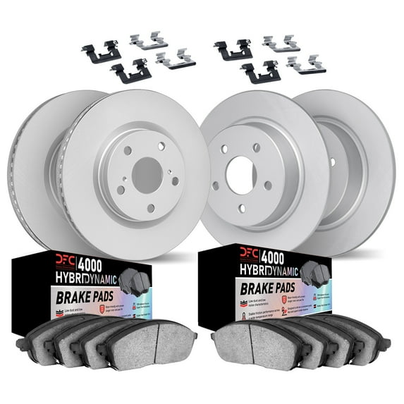 Dynamic Friction Company Front and Rear Geospec Brake Rotors Kit | 4000 HybriDynamic Brake Pads includes Hardware 4814-42017