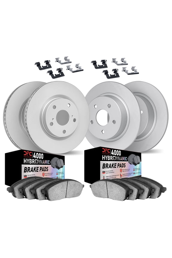 Company Front and Rear Geospec Brake Rotors Kit | 4000 HybriDynamic Brake Pads includes Hardware 4814-73002