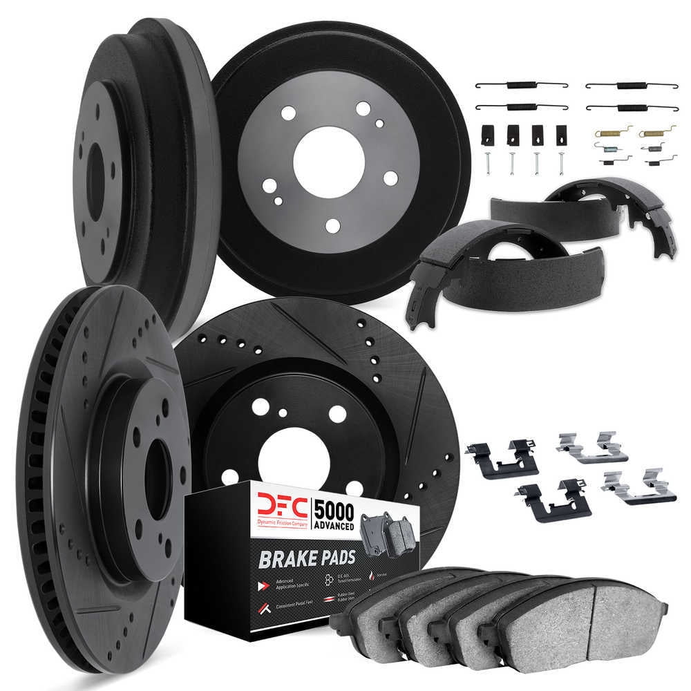 Dynamic Friction Company 8514-47202 DFC Rotors-Drilled and Slotted-Black with 5000 Advanced Brake