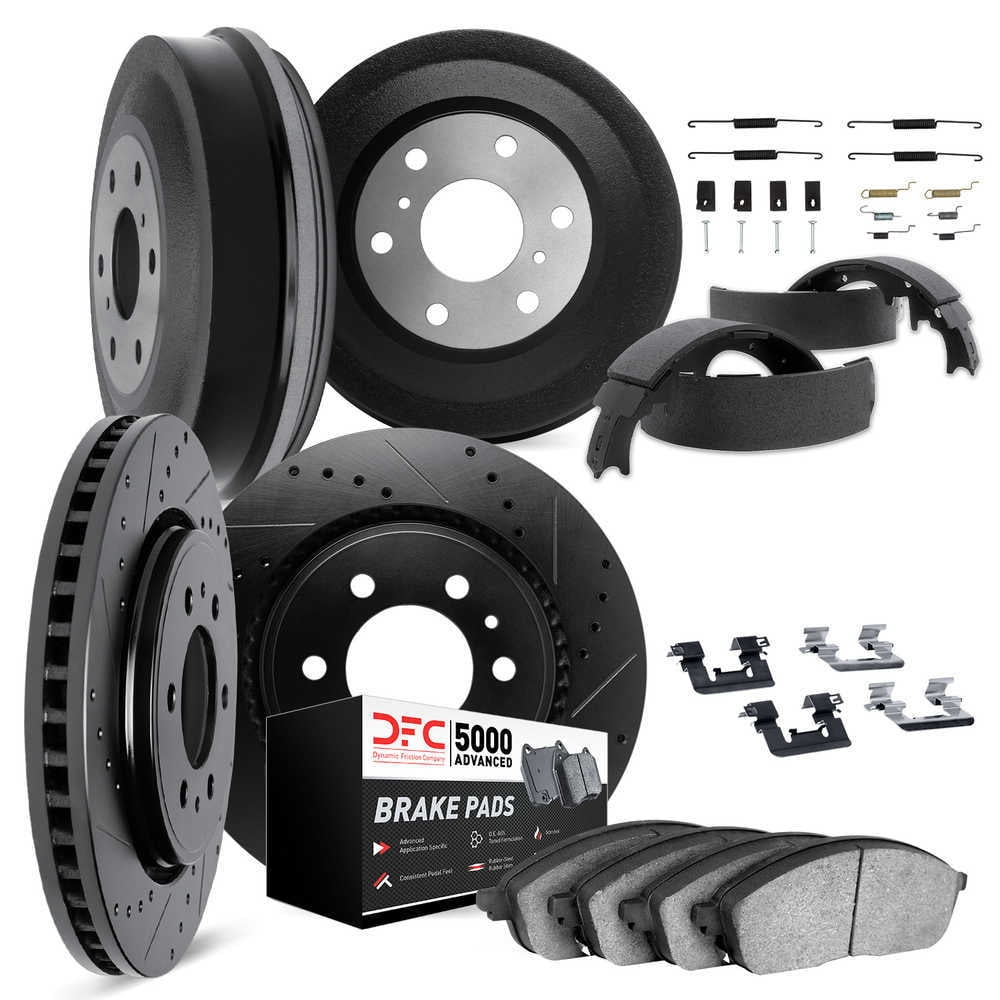 Dynamic Friction Company 8514-47266 DFC Rotors-Drilled and Slotted-Black with 5000 Advanced Brake