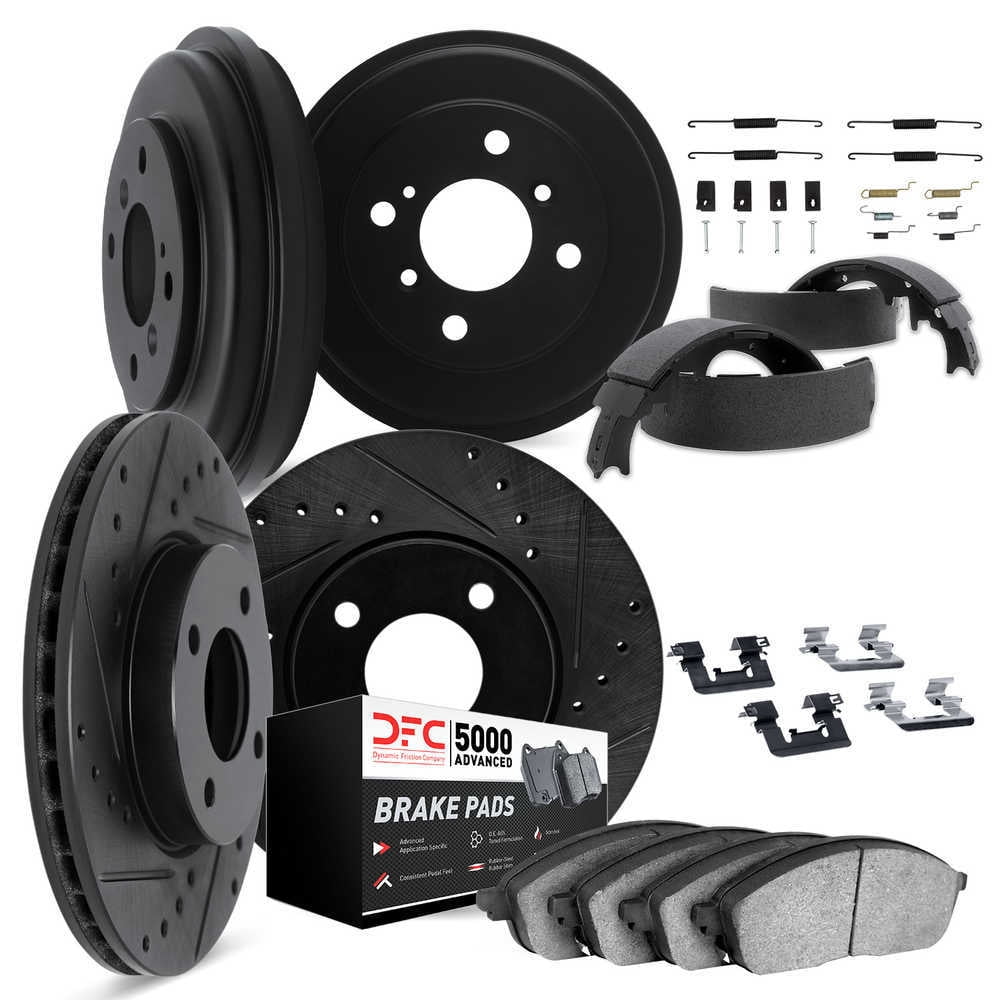 Dynamic Friction Company 8514-59033 DFC Rotors-Drilled and Slotted-Black with 5000 Advanced Brake