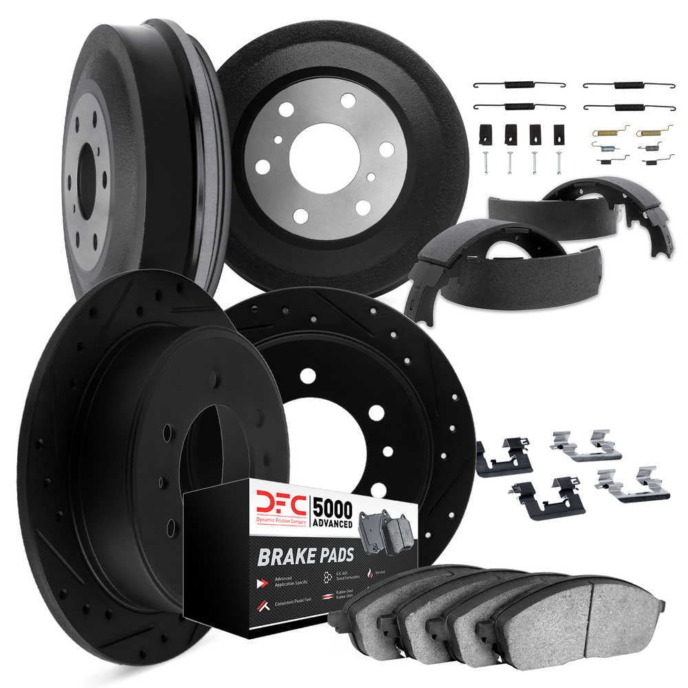 Dynamic Friction Company 8514-76005 DFC Rotors-Drilled and Slotted-Black with 5000 Advanced Brake