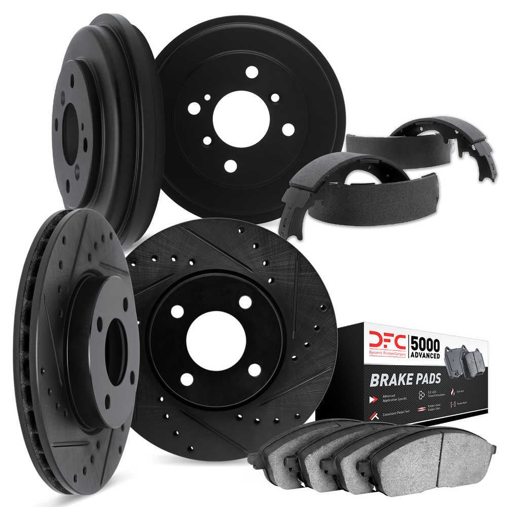 Dynamic Friction Company 8504-92006 DFC Rotors-Drilled and Slotted-Black w/5000 Advanced Brake Pads