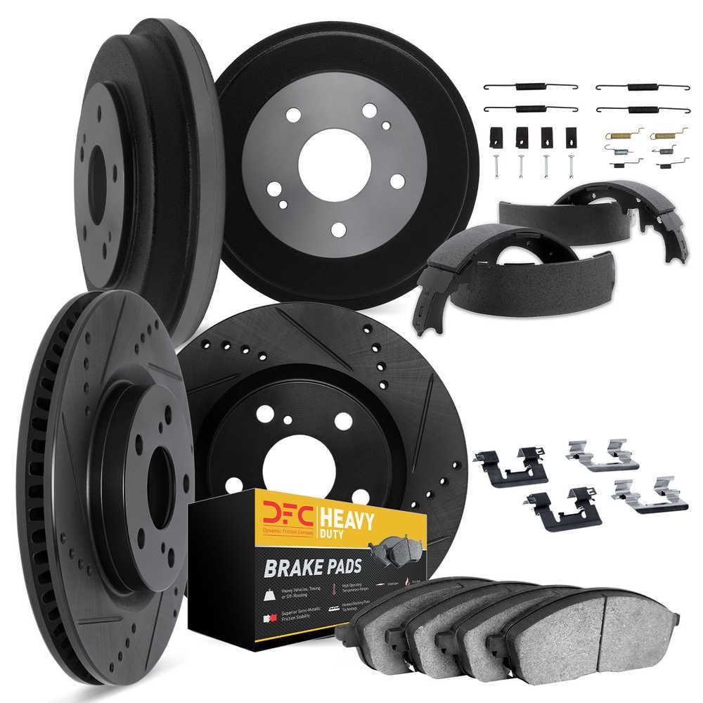 Dynamic Friction Company 8214-56031 DFC Rotors-Drilled and Slotted-Black with Heavy Duty Brake Pads