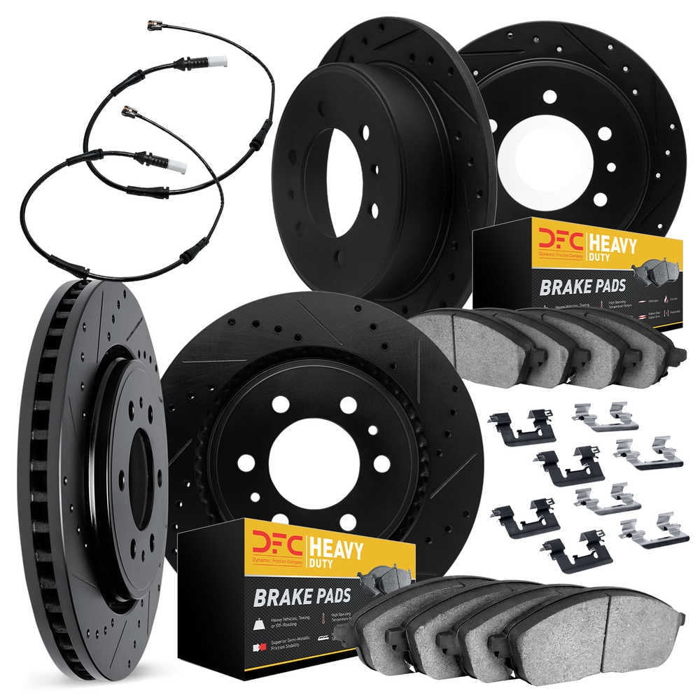 Dynamic Friction Company 8224-40008 DFC Rotors-Drilled and Slotted-Black with Heavy Duty Brake Pads