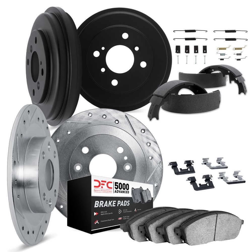 Dynamic Friction Company 7514-31081 DFC Rotors-Drilled and Slotted-Silver with 5000 Advanced Brake