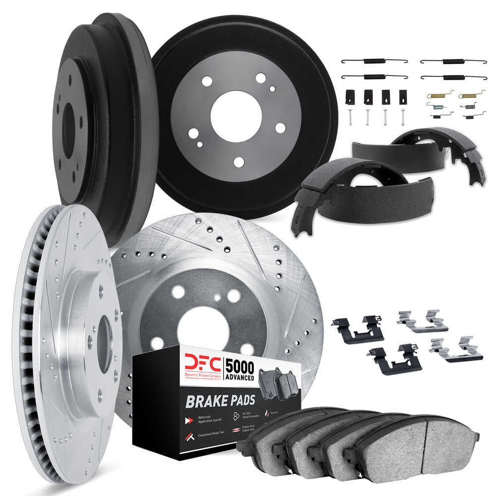 Dynamic Friction Company 7514-47180 DFC Rotors-Drilled and Slotted-Silver with 5000 Advanced Brake