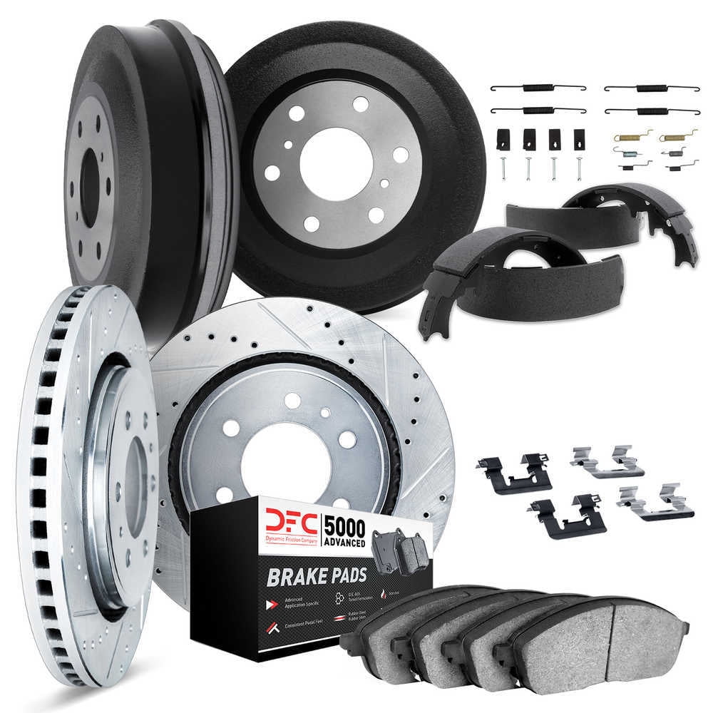 Dynamic Friction Company 7514-47267 DFC Rotors-Drilled and Slotted-Silver with 5000 Advanced Brake