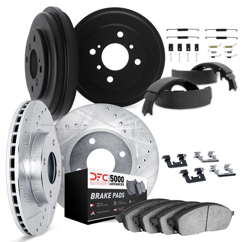 Dynamic Friction Company 7514-67083 DFC Rotors-Drilled and Slotted-Silver with 5000 Advanced Brake