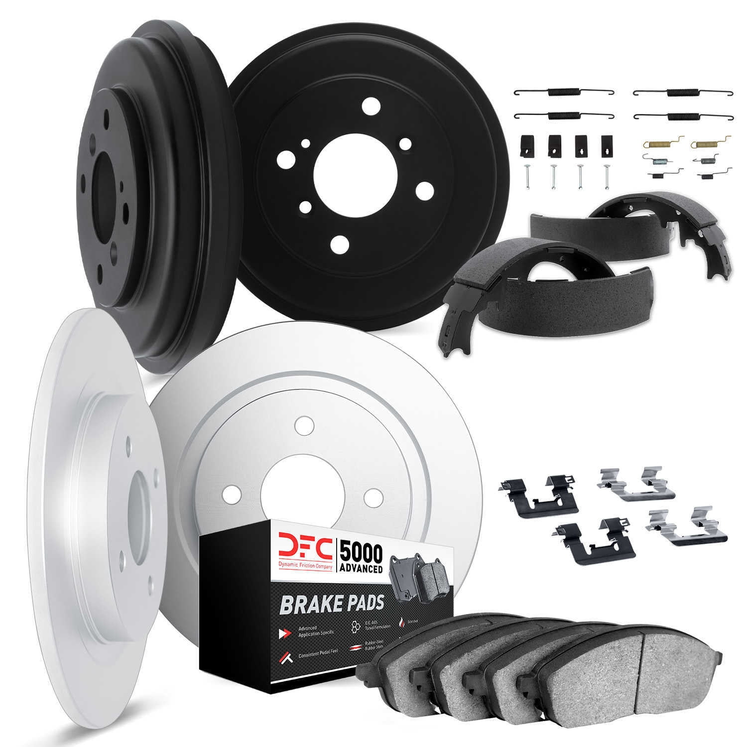 Dynamic Friction Company 6514-31187 DFC Rotors with 5000 Advanced Brake Pads includes DFC Drums