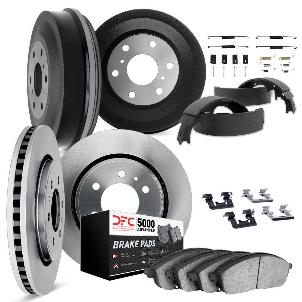 Dynamic Friction Company 6514-47697 DFC Rotors with 5000 Advanced Brake Pads includes DFC Drums