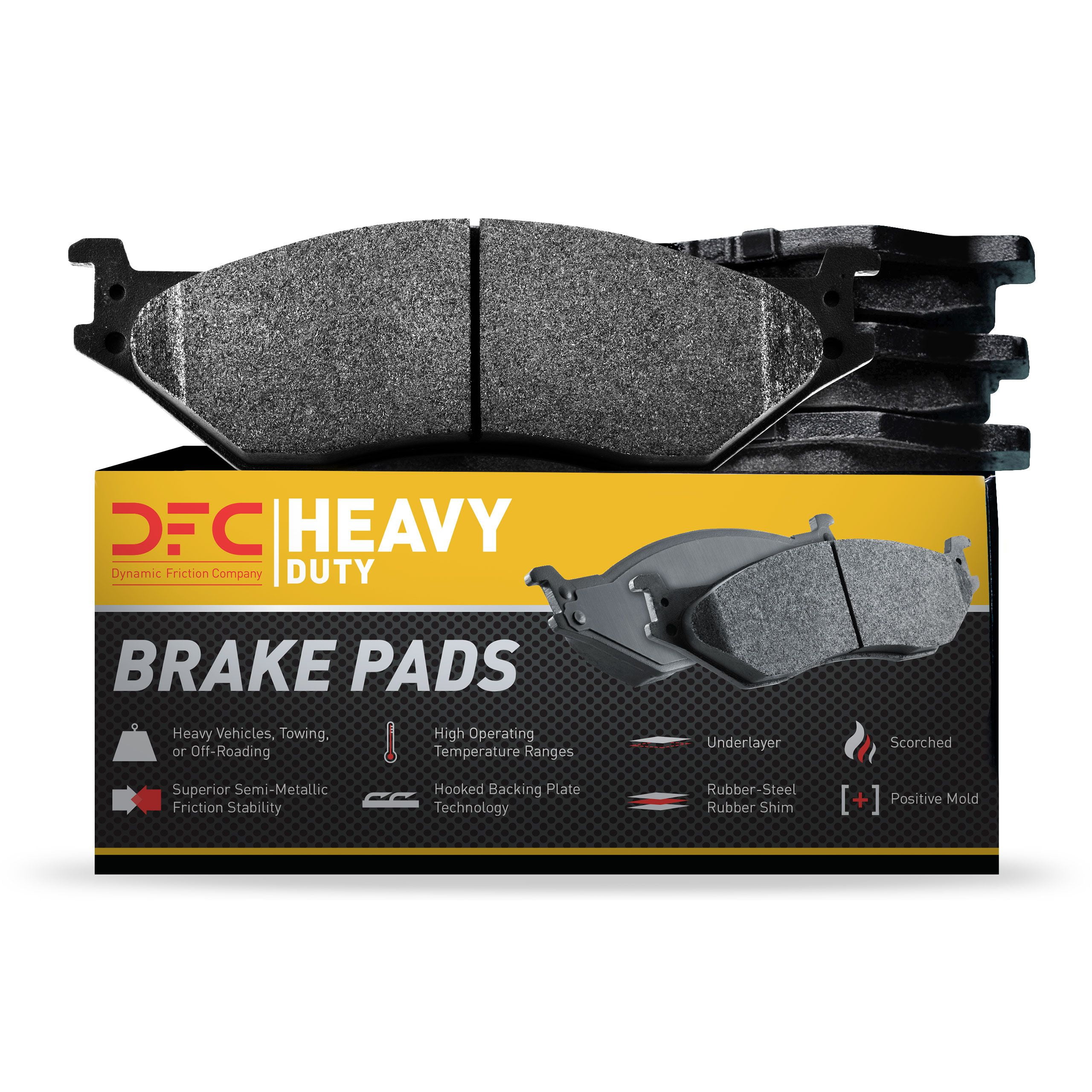 Dynamic Friction Company Heavy Duty Brake Pads - Semi Metallic 1214-0702-10-Front or Rear Set For 2001-2008 Dodge Ram 2500, 2001-2008 Dodge Ram 3500, 2003 Dodge Durango, 2003 Dodge Ram 1500 Van