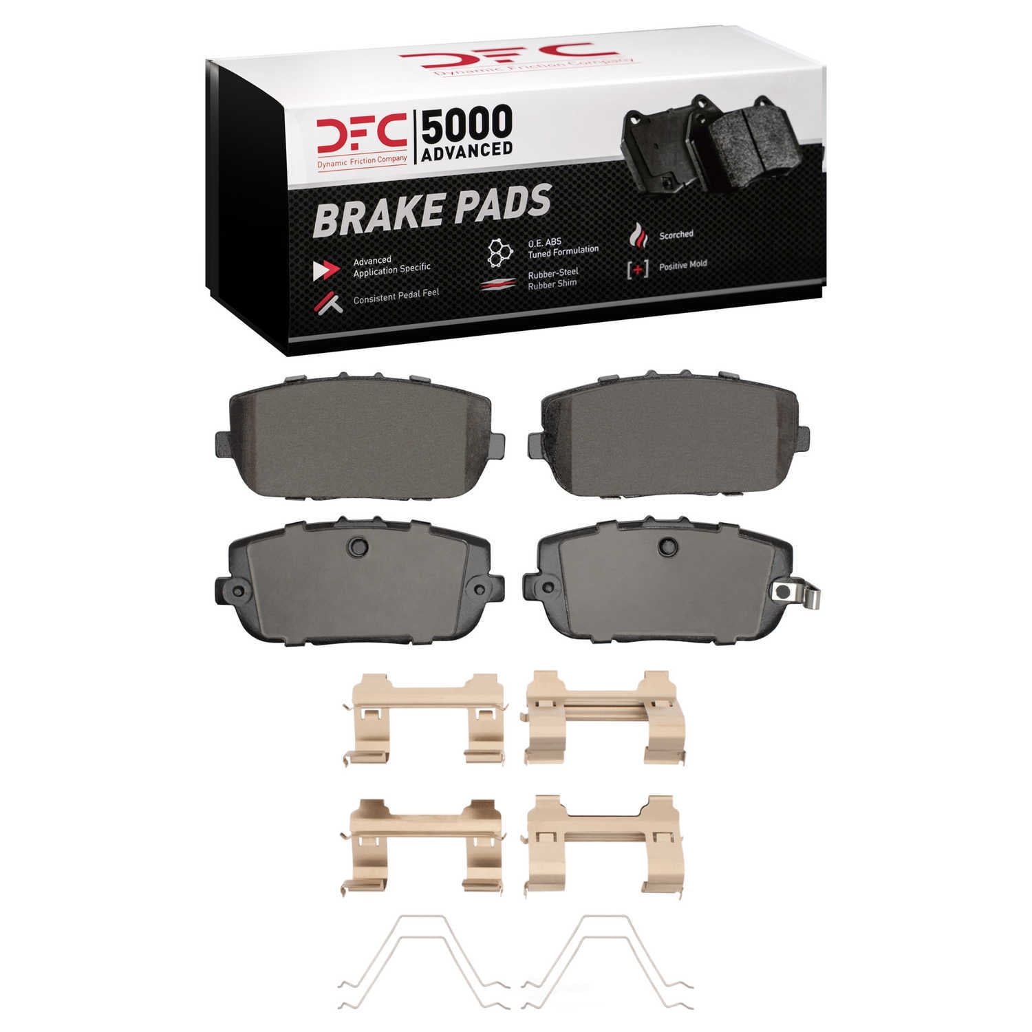 Dynamic Friction Company 1551-1180-01 DFC 5000 Advanced Brake Pads - Ceramic and Hardware Kit - OE