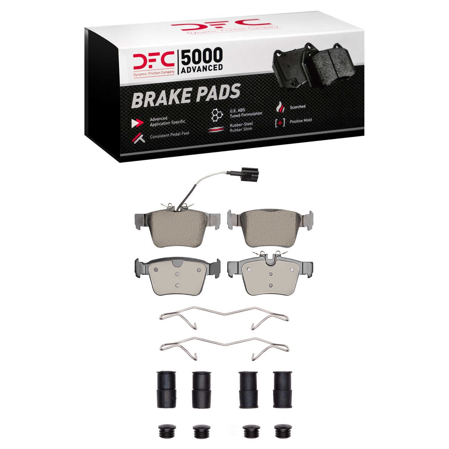 Dynamic Friction Company 1551-1989-01 DFC 5000 Advanced Brake Pads - Ceramic and Hardware Kit - OE