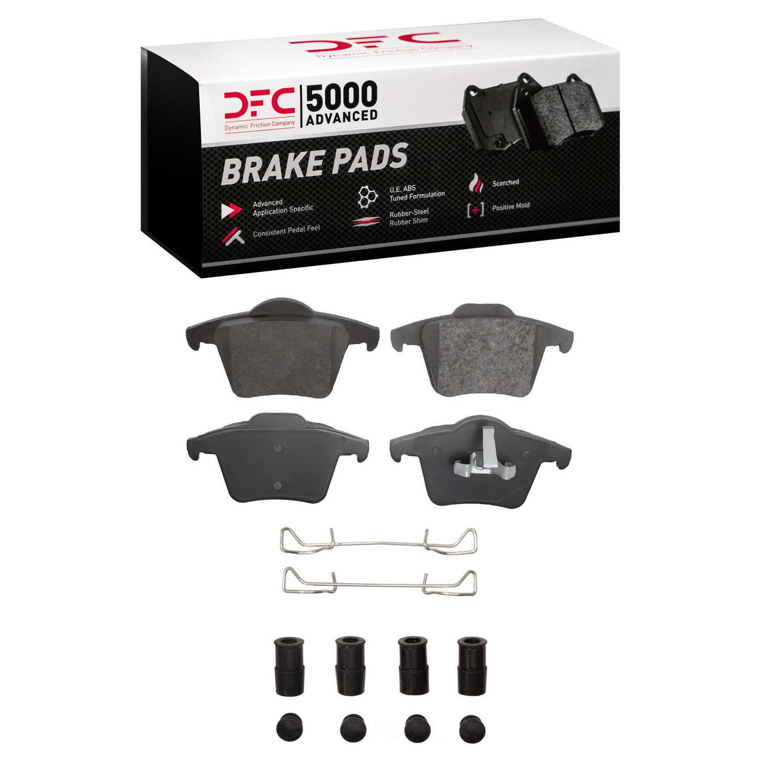 Dynamic Friction Company 1551-0980-01 DFC 5000 Advanced Brake Pads - Low Metallic and Hardware Kit