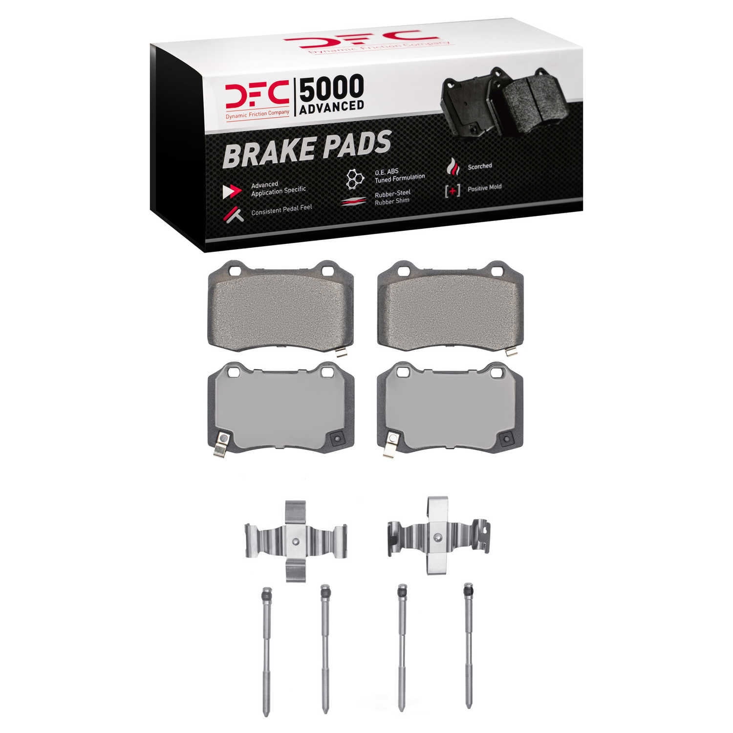 Dynamic Friction Company 1551-1053-03 DFC 5000 Advanced Brake Pads - Low Metallic and Hardware Kit