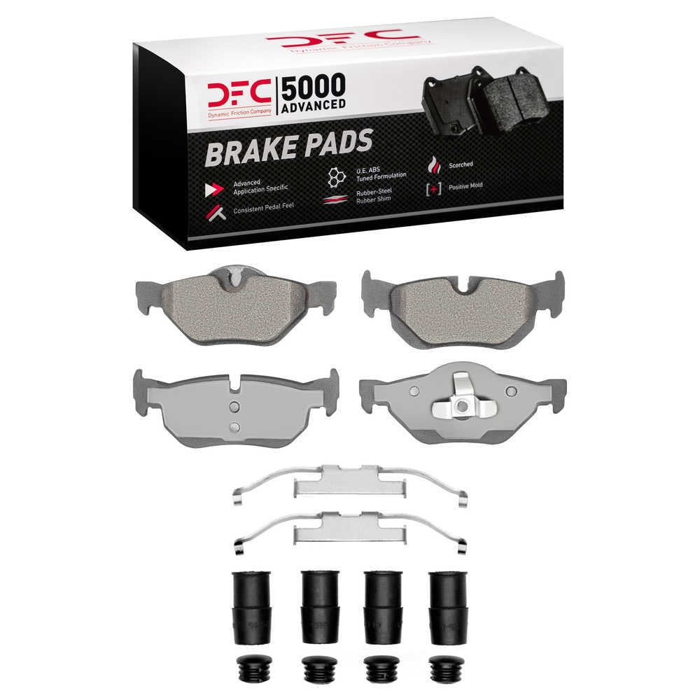 Dynamic Friction Company 1551-1267-01 DFC 5000 Advanced Brake Pads - Low Metallic and Hardware Kit