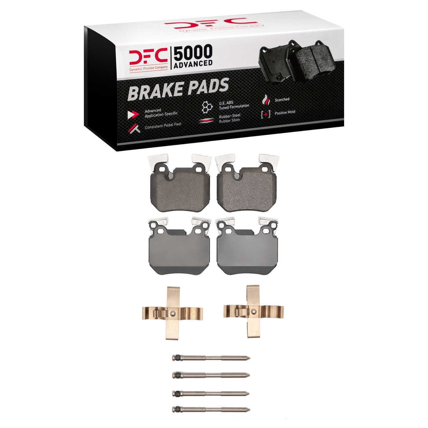 Dynamic Friction Company 1551-1372-01 DFC 5000 Advanced Brake Pads - Low Metallic and Hardware Kit