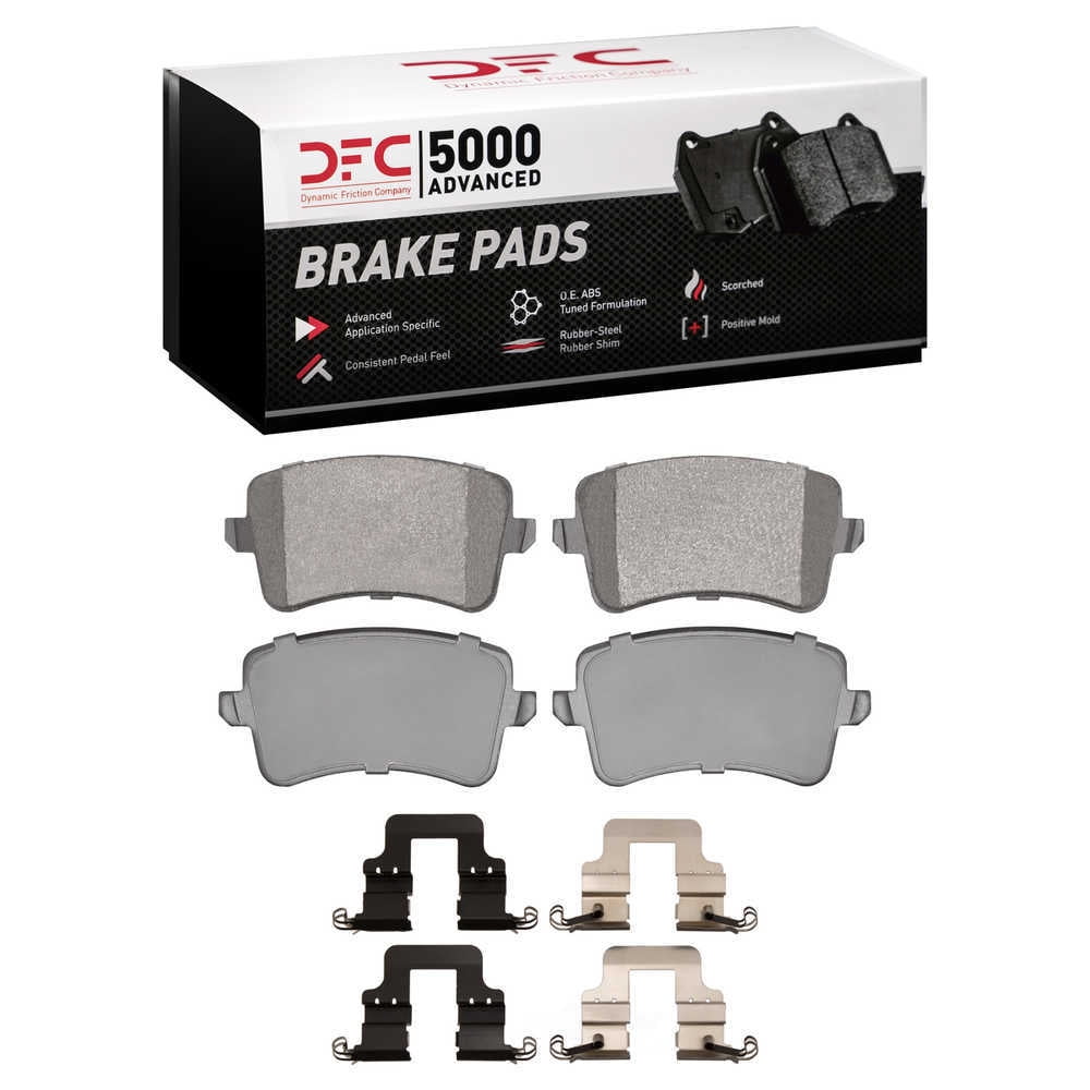 Dynamic Friction Company 1551-1386-01 DFC 5000 Advanced Brake Pads - Low Metallic and Hardware Kit