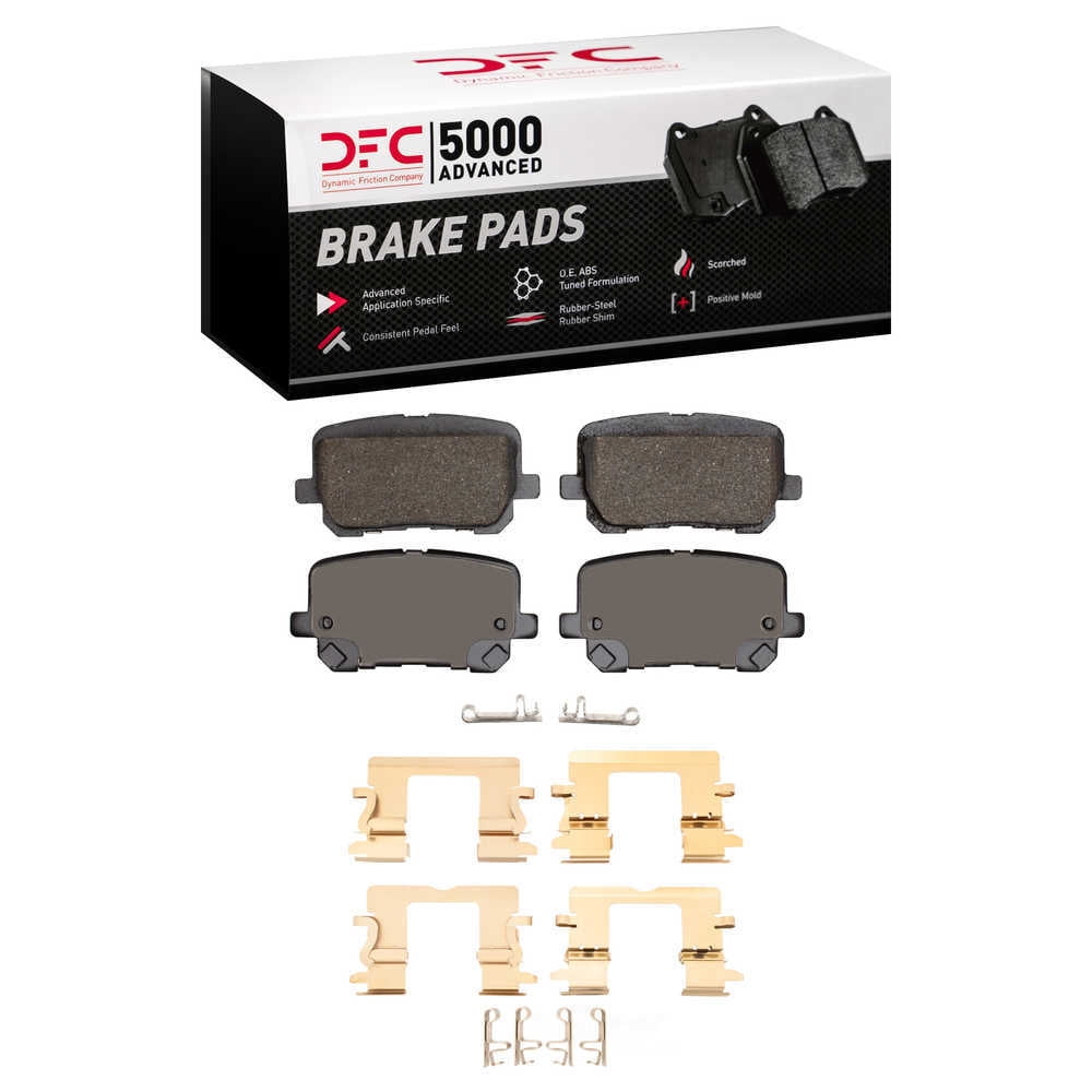 Dynamic Friction Company 1551-1766-01 DFC 5000 Advanced Brake Pads - Low Metallic and Hardware Kit