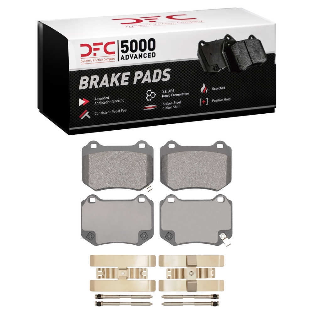 Dynamic Friction Company 1551-2118-01 DFC 5000 Advanced Brake Pads - Low Metallic and Hardware Kit