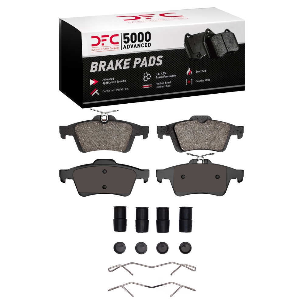 Dynamic Friction Company 1552-1095-01 DFC 5000 Advanced Brake Pads - Low Metallic and Hardware Kit