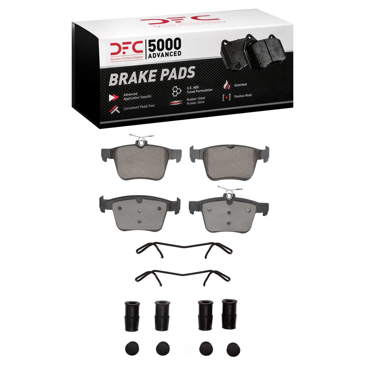 Dynamic Friction Company 1552-1761-02 DFC 5000 Advanced Brake Pads - Low Metallic and Hardware Kit