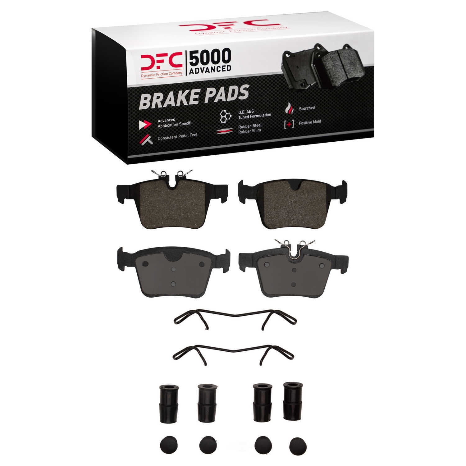 Dynamic Friction Company 1552-1821-01 DFC 5000 Advanced Brake Pads - Low Metallic and Hardware Kit