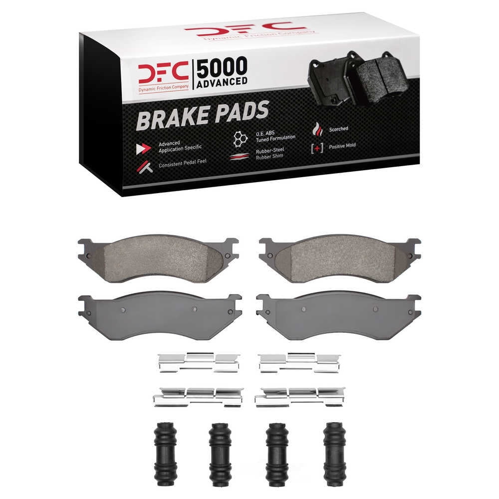 Dynamic Friction Company 1551-0702-12 DFC 5000 Advanced Brake Pads - Semi Metallic and Hardware Kit