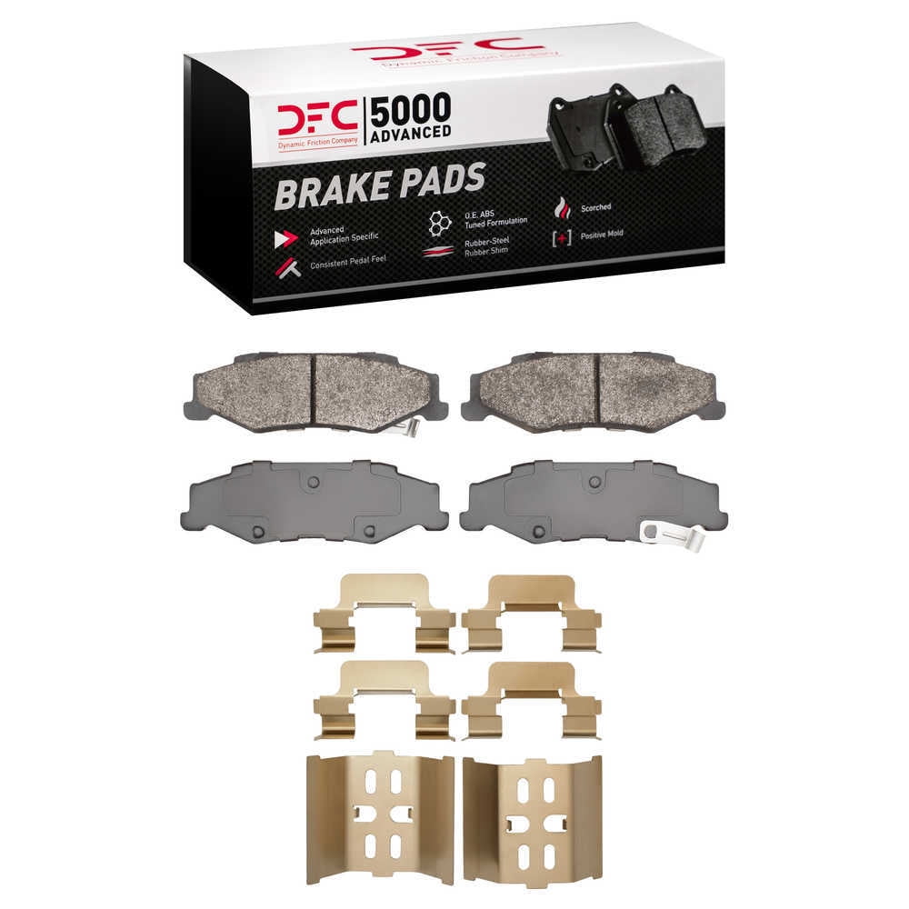 Dynamic Friction Company 1551-0732-01 DFC 5000 Advanced Brake Pads - Semi Metallic and Hardware Kit