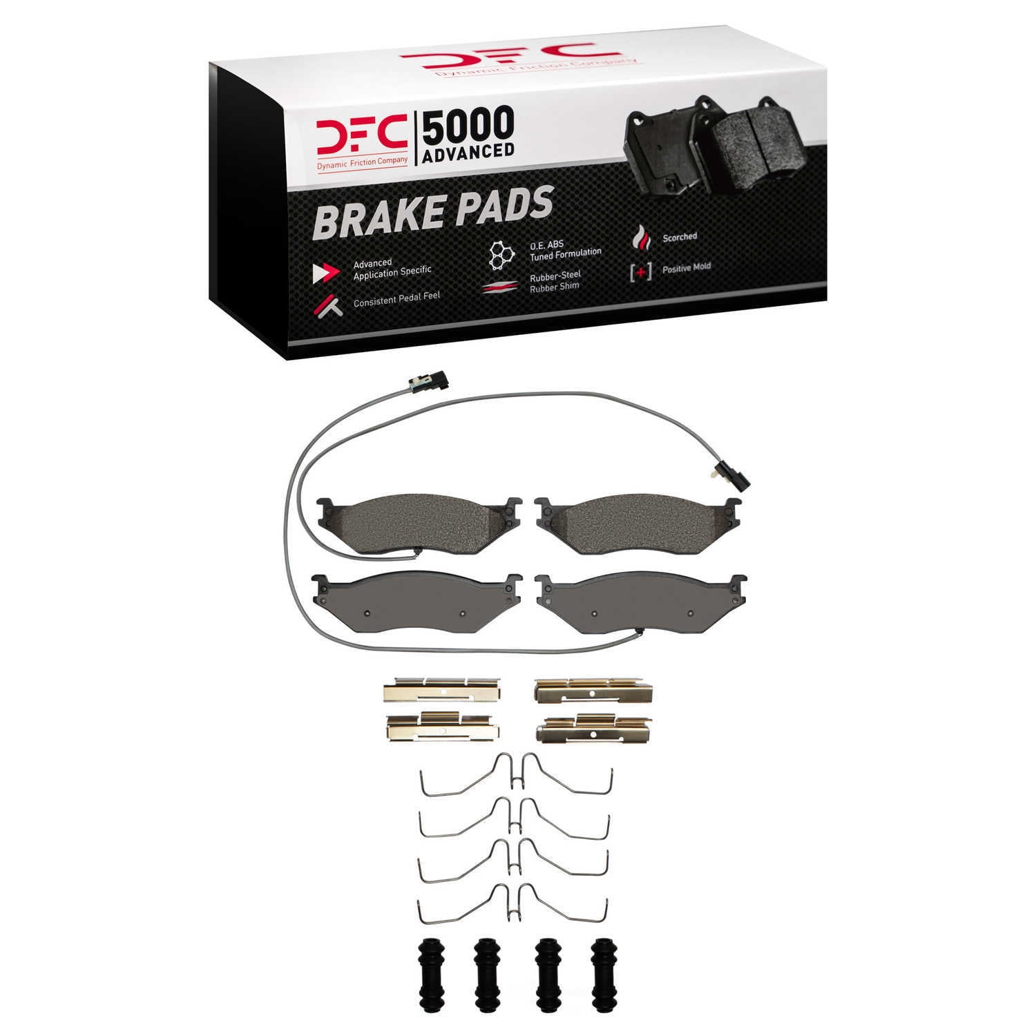Dynamic Friction Company 1551-1066-21 DFC 5000 Advanced Brake Pads - Semi Metallic and Hardware Kit