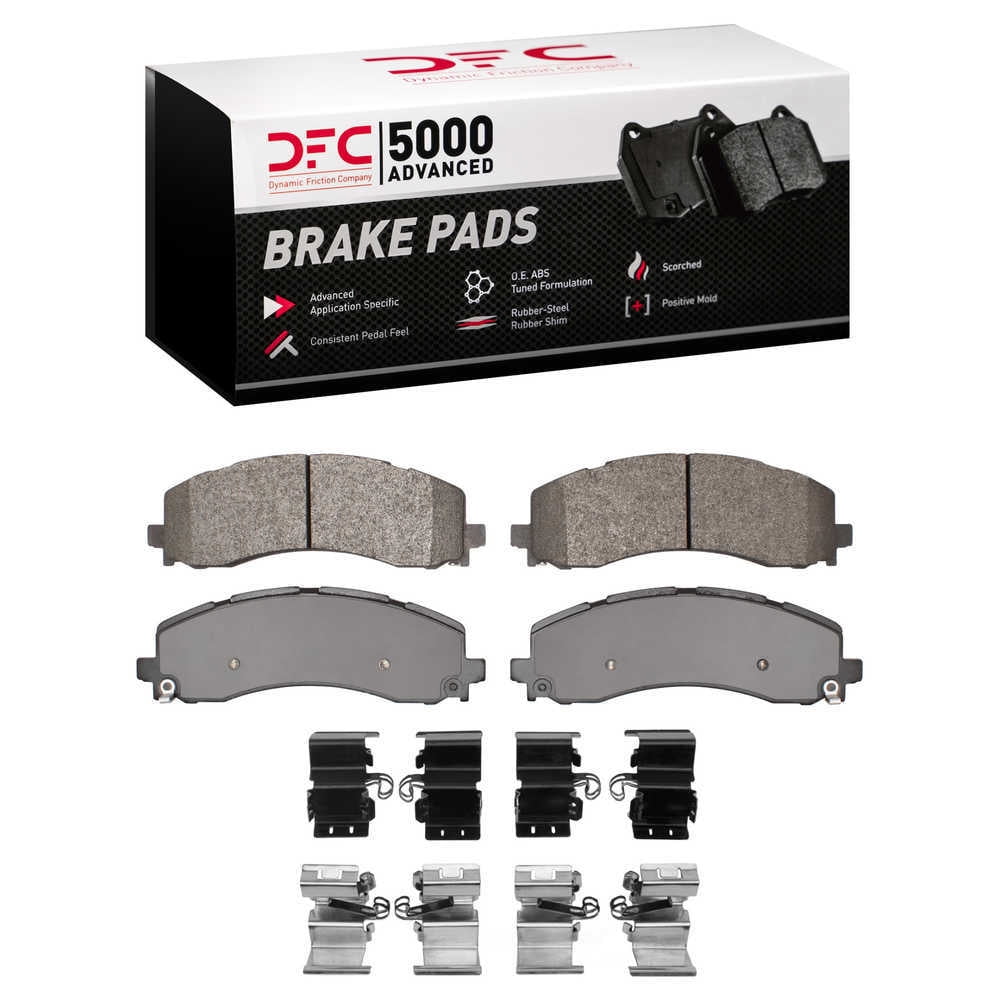 Dynamic Friction Company 1551-2225-01 DFC 5000 Advanced Brake Pads - Semi Metallic and Hardware Kit