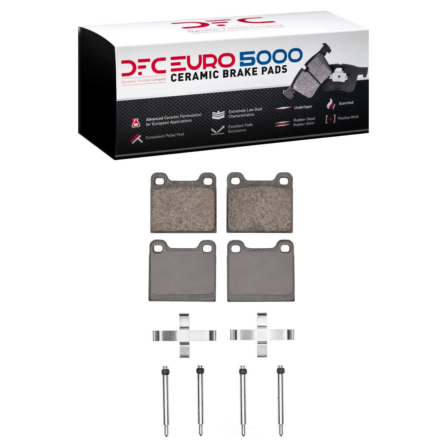 Dynamic Friction Company 1600-0031-04 DFC EURO 5000 Ceramic Brake Pads and Hardware Kit